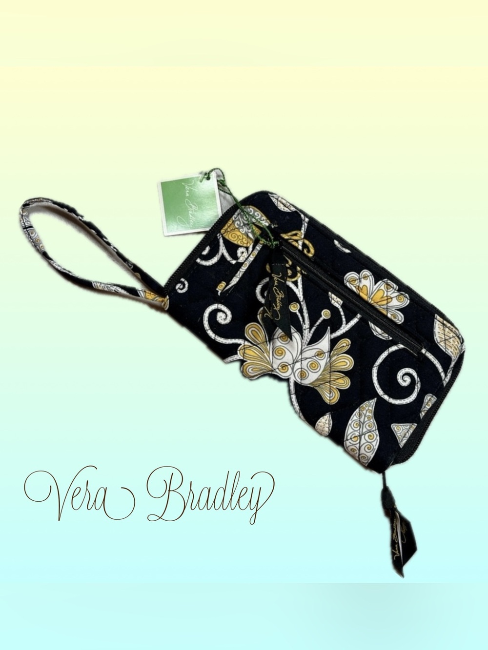 Vera Bradley “Yellow Bird” - Black and Yellow Patterned Wristlet/eallet